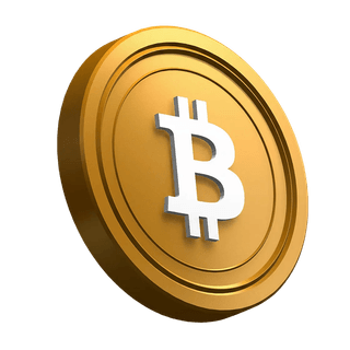 Schräggestellte Bitcoin BTC Münze als grafisches Element in der hero section