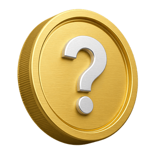 Goldene 3D-Münze mit Fragezeichen als dekoratives Element auf der FAQ-Seite